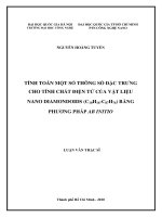 luận văn tính toán một số thông số đặc trưng cho tính chất điện tử của vật liệu nano diamondoids (c10h16-c87h76) bằng phương pháp ab initio