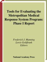 Tools for Evaluating the Metropolitan Medical Response System Program: Phase I Report potx