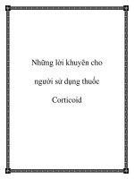 Những lời khuyên cho người sử dụng thuốc Corticoid pot