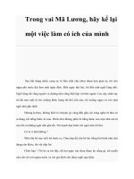 Trong vai Mã Lương, hãy kể lại một việc làm có ích của mình docx