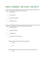 TRẮC NGHIỆM - KẾ TOÁN - ĐỀ SỐ 27 ppt