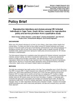 Reproductive intentions and choices among HIV-infected individuals in Cape Town, South Africa: Lessons for reproductive policy and service provision from a qualitative study ppt