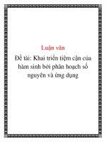 Đề tài: Khai triển tiệm cận của hàm sinh bởi phân hoạch số nguyên và ứng dụng potx