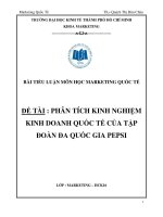 Tiểu luận:PHÂN TÍCH KINH NGHIỆM KINH DOANH QUỐC TẾ CỦA TẬP ĐOÀN ĐA QUỐC GIA PEPSI ppt