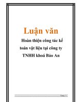 Luận văn: Hoàn thiện công tác kế toán vật liệu tại công ty TNHH khoá Bảo An pptx