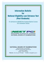 Information Bulletin for National Eligibility cum Entrance Test (Post Graduate) For admission to MD/MS/Post Graduate Diploma Courses 2013 Admission Session potx