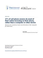 17% of cell phone owners do most of their online browsing on their phone, rather than a computer or other device pdf