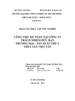 Công việc kế toán tại công ty TNHH TM - SX Thú y thủy sản Việt Tân