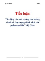 bài tiểu luận tác động của môi trường marketing vi mô và thực trạng chính sách sản phẩm của kfc việt nam