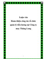 luận văn hoàn thiện công tác tổ chức quản lý tiền lương tại công ty may thăng long