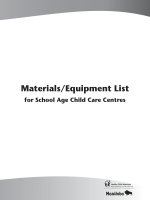 Materials/Equipment List for School Age Child Care Centres pot