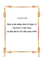 quá trình nhận thức lý luận về văn hóa ở việt nam từ đầu thế kỉ xx đến năm 1945
