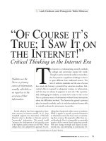 “OF COURSE IT’S TRUE; I SAW IT ON THE INTERNET!” Critical Thinking in the Internet Era pptx
