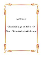 LUẬN VĂN: Chính sách tỷ giá hối đoái ở Việt Nam - Những đánh giá và kiến nghị pot