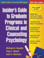 INSIDER’S GUIDE TO GRADUATE PROGRAMS IN CLINICAL AND COUNSELING PSYCHOLOGY pdf