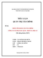 tiểu luận phân tích báo cáo tài chính công ty cổ phần du lịch – dịch vụ hội an (mã chứng khoán hot)