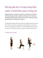 Bài tập giúp duy trì trọng lượng khỏe mạnh và tránh được nguy cơ tăng cân pot