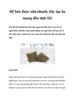 Để bán được nhà nhanh, hãy tạo ấn tượng đầu thật tốt! pptx