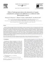 Effect of hydrogen peroxide on the destruction of organic contaminants synergism and inhibition in a con