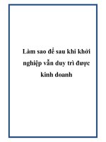 Làm sao để sau khi khởi nghiệp vẫn duy trì được kinh doanh doc