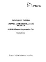 EMPLOYMENT ONTARIO LITERACY AND BASIC SKILLS (LBS) PROGRAM 2013-2014 Support Organization Plan Instructions pot