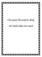 Cần giảm liều aspirin dùng cho bệnh nhân tim mạch potx