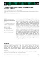 Báo cáo khoa học: Function of microRNA-375 and microRNA-124a in pancreas and brain doc