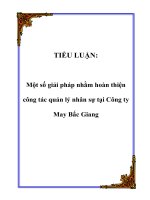 TIỂU LUẬN: Một số giải pháp nhằm hoàn thiện công tác quản lý nhân sự tại Công ty May Bắc Giang ppt