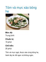 Tôm và mực xào bông hẹ pot
