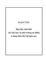 đạo đức sinh thái với việc bảo vệ môi trường tự nhiên ở nông thôn hà nội hiện nay
