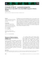 Báo cáo khoa học: A decade of Cdc14 – a personal perspective Delivered on 9 July 2007 at the 32nd FEBS Congress in Vienna, Austria pdf
