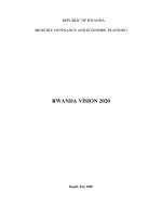 REPUBLIC OF RWANDA MINISTRY OF FINANCE AND ECONOMIC PLANNING: RWANDA VISION 2020 ppt