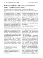 Báo cáo Y học: Puriﬁcation, crystallization, NMR spectroscopy and biochemical analyses of a-phycoerythrocyanin peptides pptx