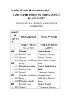Danh mục Hệ thống tài khoản kế toán doanh nghiệp