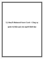 Lý thuyết Balanced Score Card – Công cụ quản trị hiệu quả của người lãnh đạo potx