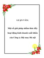 LUẬN VĂN: Một số giải pháp nhằm thúc đẩy hoạt động kinh doanh xuất khẩu của Công ty Dệt may Hà nội pdf