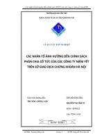 các nhân tố ảnh hưởng đến chính sách phân chia cổ tức của các công ty niêm yết trên sở giao dịch chứng khoán