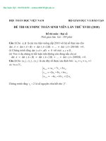ĐỀ THI OLYMPIC TOÁN SINH VIÊN LẦN THỨ XVIII (2010) MÔN GIẢI TÍCH ppt