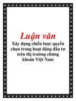 Luận văn: Xây dựng chiến lược quyền chọn trong hoạt động đầu tư trên thị trường chứng khoán Việt Nam pdf