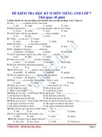 Đề thi học kỳ 2 môn Anh văn lớp 7 Đề 14 pot