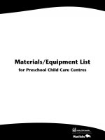 Materials/Equipment List for Preschool Child Care Centres pot