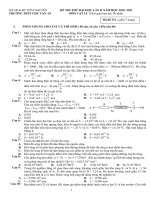 Đề thi và đáp án thi thử đại học lần 4 - 2012 môn Vật Lý Trường THPT Tĩnh lộc