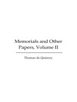Memorials and Other Papers, Volume IIT by homas de Quincey pot