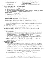 ĐỀ THI CHÍNH THỨC MÔN TOÁN NĂM 2009