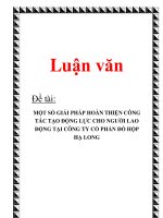 Luận văn: MỘT SỐ GIẢI PHÁP HOÀN THIỆN CÔNG TÁC TẠO ĐỘNG LỰC CHO NGƯỜI LAO ĐỘNG TẠI CÔNG TY CỔ PHẦN ĐỒ HỘP HẠ LONG doc