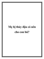 Mẹ bị thủy đậu có nên cho con bú pptx