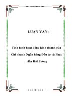 LUẬN VĂN: Tình hình hoạt động kinh doanh của Chi nhánh Ngân hàng Đầu tư và Phát triển Hải Phòng ppt