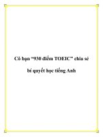 Cô bạn “930 điểm TOEIC” chia sẻ bí quyết học tiếng Anh docx