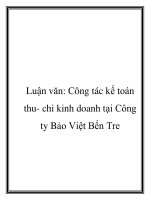 luận văn công tác kế toán thu- chi kinh doanh tại công ty bảo việt bến tre
