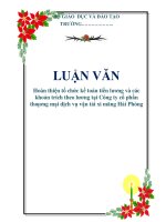 LUẬN VĂN: Hoàn thiện tổ chức kế toán tiền lương và các khoản trích theo lương tại Công ty cổ phần thƣơng mại dịch vụ vận tải xi măng Hải Phòng pdf